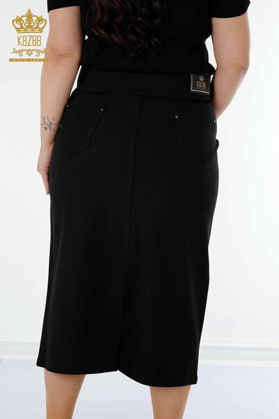 Wholesale Women's Skirt Crystal Stone Embroidered Black - 4198 | KAZEE - Thumbnail