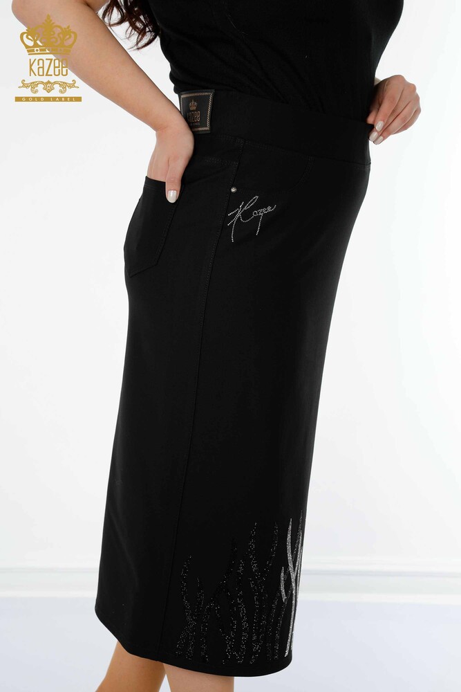 Wholesale Women's Skirt Long Pocket Black - 4190 | KAZEE - 7