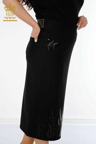 Wholesale Women's Skirt Long Pocket Black - 4190 | KAZEE - Thumbnail