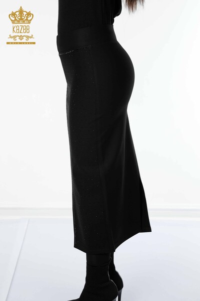 Wholesale Women's Skirt With Slit Detail Black - 4192 | KAZEE - Thumbnail