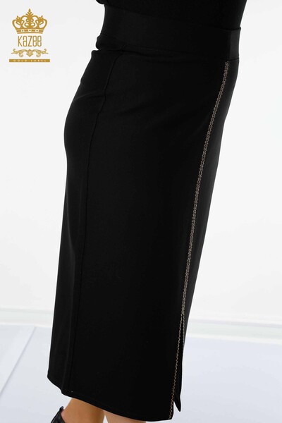 Wholesale Women's Skirt With Slit Detail Black - 4213 | KAZEE - Thumbnail