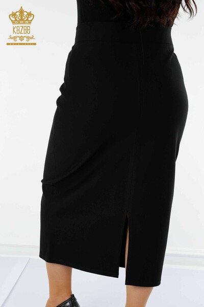 Wholesale Women's Skirt With Slit Detail Black - 4213 | KAZEE - Thumbnail
