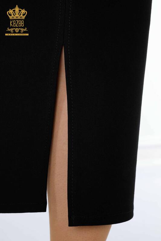 Wholesale Women's Skirt With Slit Detail Black - 4213 | KAZEE