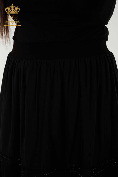 Wholesale Women's Skirt - Stone Embroidered - Black - 20443 | KAZEE - Thumbnail