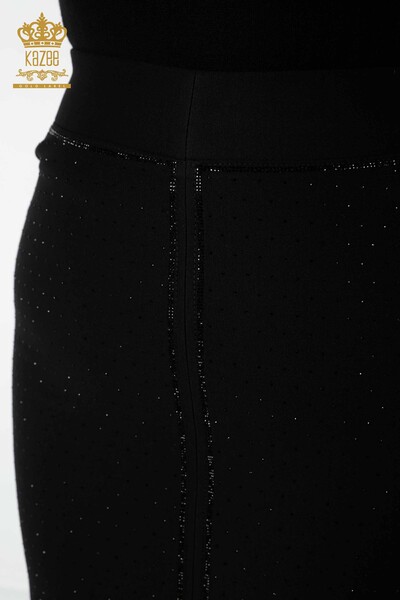Wholesale Women's Skirt Stone Embroidered Black - 4217 | KAZEE - Thumbnail