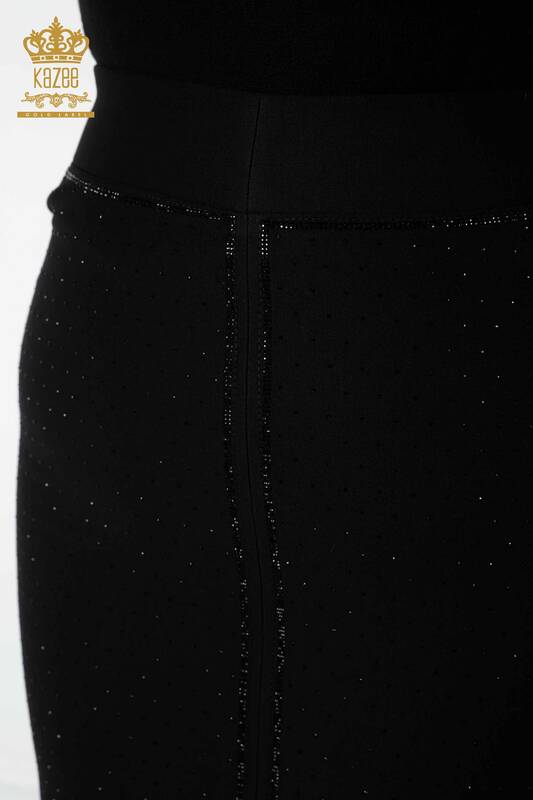 Wholesale Women's Skirt Stone Embroidered Black - 4217 | KAZEE
