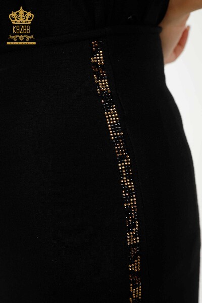 Wholesale Women's Skirt - Stripe Stone Embroidered - Black - 4245 | KAZEE - Thumbnail (2)