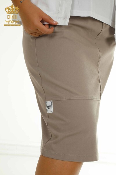 Wholesale Women's Skirt Set - Patterned - Mink Ecru - 2405-10161 | T - Thumbnail