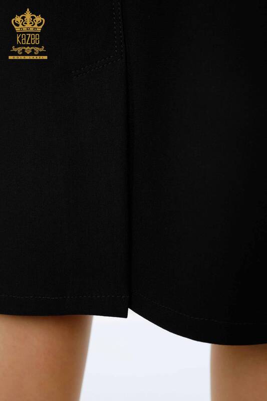 Wholesale Women's Skirt Crystal Stone Embroidered Viscose Pocket Detailed - 4175 | KAZEE