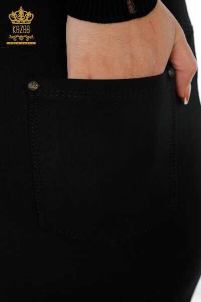Wholesale Women's Skirt Crystal Stone Embroidered Viscose Pocket Detailed - 4175 | KAZEE - Thumbnail