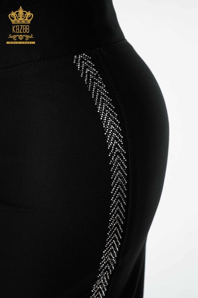 Wholesale Women's Skirt Stone Embroidered Black - 4187 | KAZEE - 3