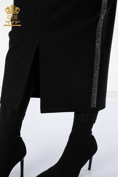 Wholesale Women's Skirt Stone Embroidered Black - 4187 | KAZEE - Thumbnail
