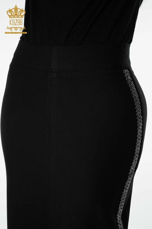 Wholesale Women's Skirt Stone Embroidered Black - 4187 | KAZEE