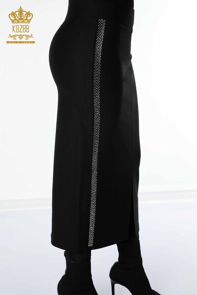 Wholesale Women's Skirt Stone Embroidered Black - 4187 | KAZEE - 8