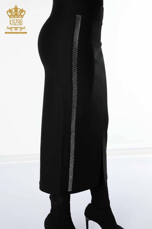 Wholesale Women's Skirt Stone Embroidered Black - 4187 | KAZEE
