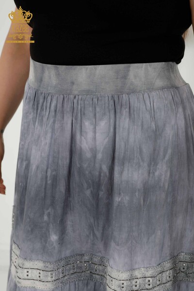 Wholesale Women's Skirt - Tie Patterned - Gray - 20441 | KAZEE - Thumbnail