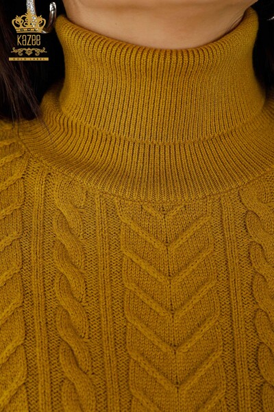 Wholesale Women's Sleeveless Sweater - Crystal Stone Embroidered - Mustard - 30242 | KAZEE - Thumbnail (2)