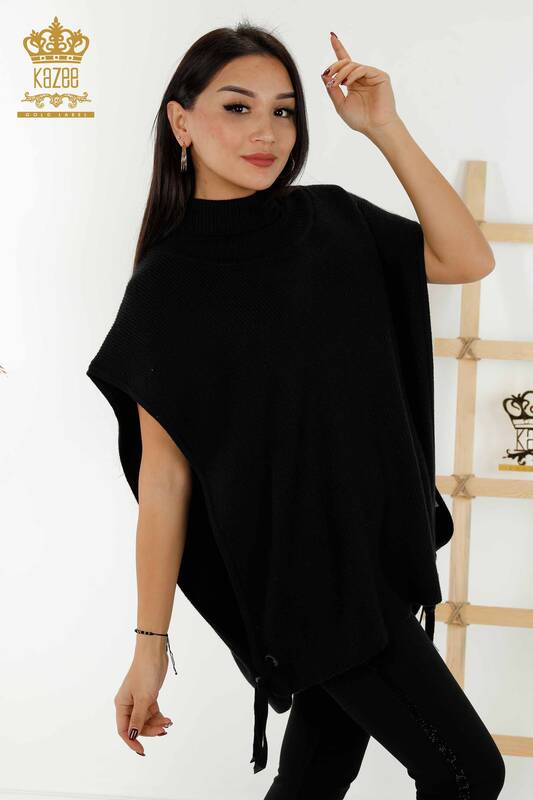 Wholesale Women's Sleeveless Sweater - Turtleneck - Black - 30229 | KAZEE