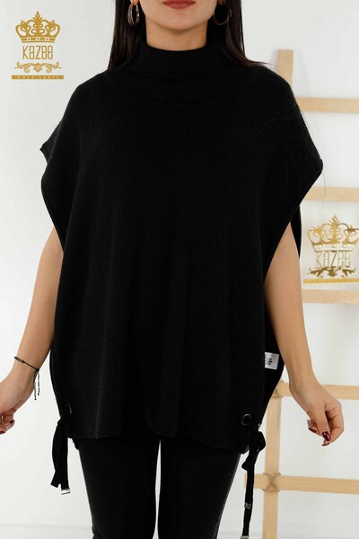 Wholesale Women's Sleeveless Sweater - Turtleneck - Black - 30229 | KAZEE - Thumbnail