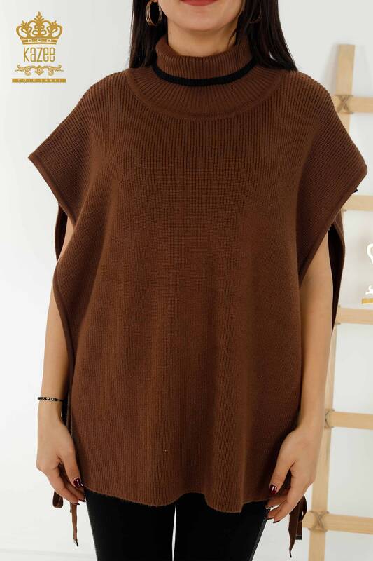 Wholesale Women's Sleeveless Sweater - Turtleneck - Brown - 30229 | KAZEE