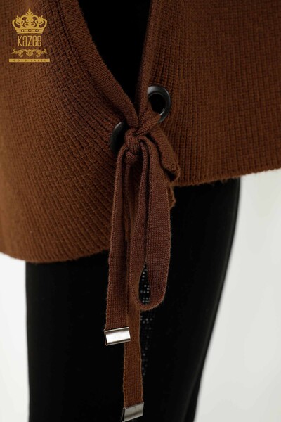 Wholesale Women's Sleeveless Sweater - Turtleneck - Brown - 30229 | KAZEE - Thumbnail