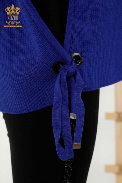 Wholesale Women's Sleeveless Sweater - Turtleneck - Dark Blue - 30229 | KAZEE - Thumbnail
