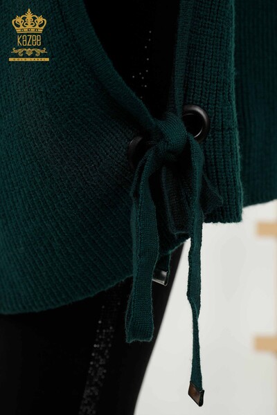 Wholesale Women's Sleeveless Sweater - Turtleneck - Dark Green - 30229 | KAZEE - Thumbnail