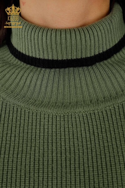 Wholesale Women's Sleeveless Sweater - Turtleneck - Khaki - 30229 | KAZEE - Thumbnail