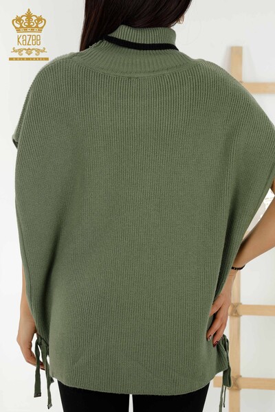 Wholesale Women's Sleeveless Sweater - Turtleneck - Khaki - 30229 | KAZEE - Thumbnail