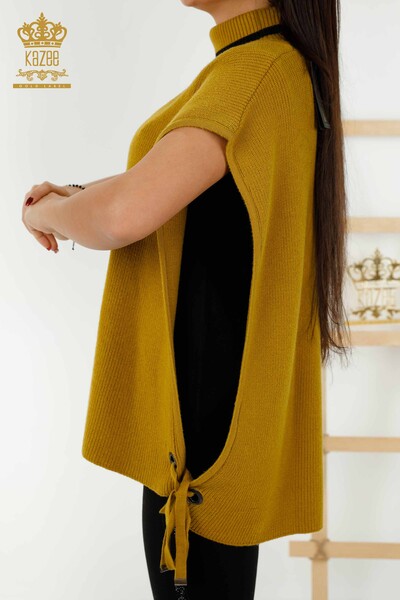 Wholesale Women's Sleeveless Sweater - Turtleneck - Mustard - 30229 | KAZEE - Thumbnail