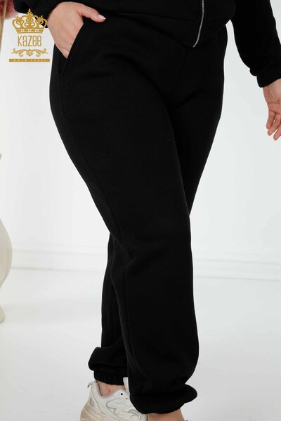 Wholesale Women's Tracksuit Set Angel Wing Pattern Black - 17466 | KAZEE - 8