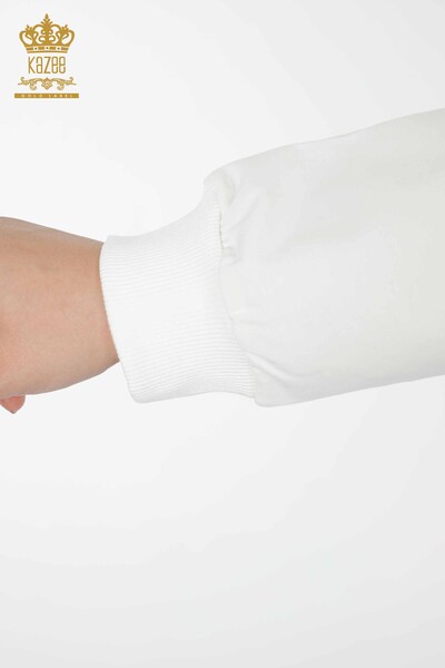 Wholesale Women's Tracksuit Set Angel Wing Pattern Ecru - 17481 | KAZEE - 5