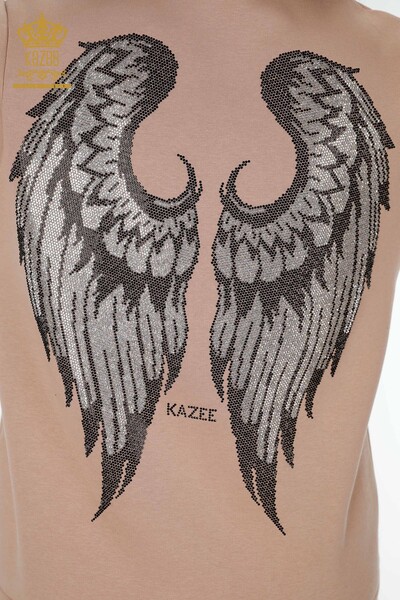 Wholesale Women's Tracksuit Set Angel Wing Pattern Mink - 17466 | KAZEE - Thumbnail