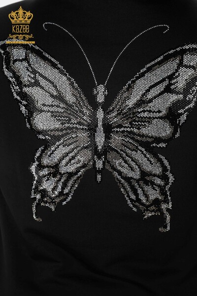 Wholesale Women's Tracksuit Set Butterfly Pattern Black - 17391 | KAZEE - 13