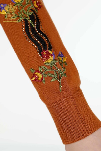 Wholesale Women's Tracksuit Set Colorful Floral Patterned Tan - 16528 | KAZEE - Thumbnail