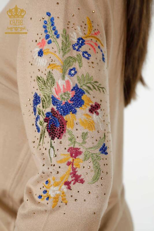 Wholesale Women's Tracksuit Set Colorful Patterned Beige - 16560 | KAZEE