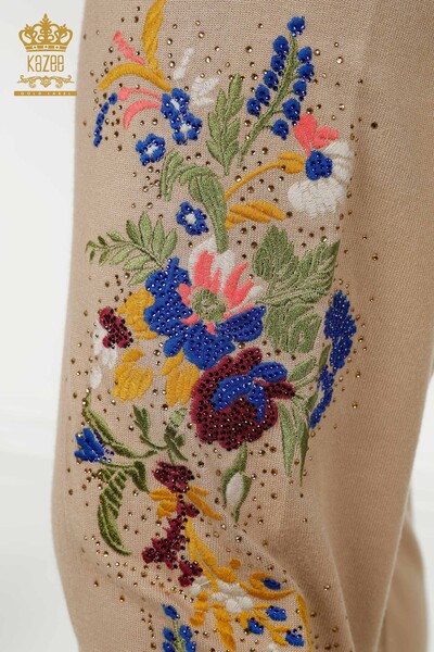 Wholesale Women's Tracksuit Set Colorful Patterned Beige - 16560 | KAZEE - Thumbnail