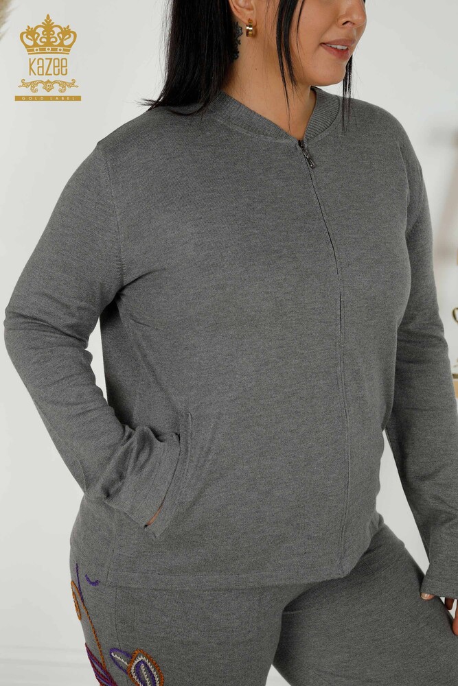 Wholesale Women's Tracksuit Set - Color Patterned - Gray - 16657 | KAZEE - 2