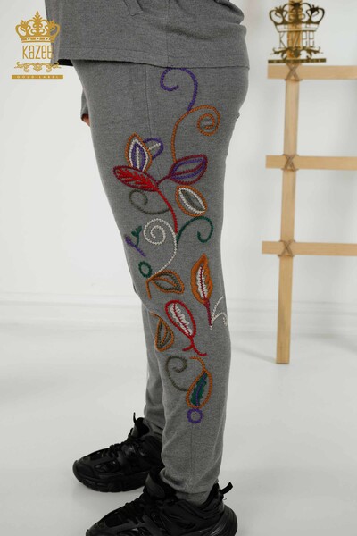 Wholesale Women's Tracksuit Set - Color Patterned - Gray - 16657 | KAZEE - Thumbnail
