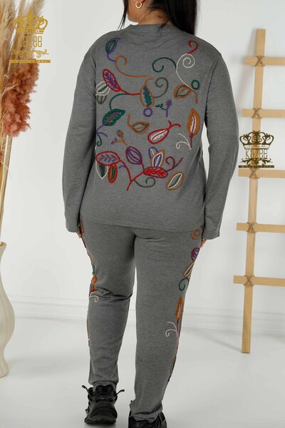 Wholesale Women's Tracksuit Set - Color Patterned - Gray - 16657 | KAZEE - 7