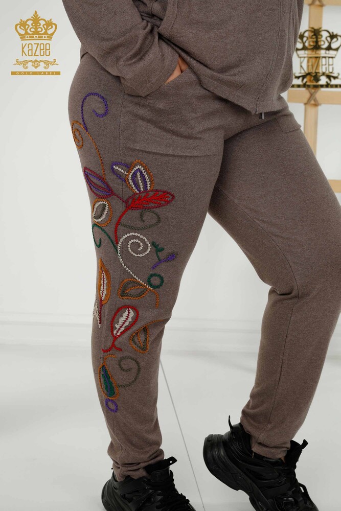 Wholesale Women's Tracksuit Set - Colorful Patterned - Mink - 16657 | KAZEE - 4