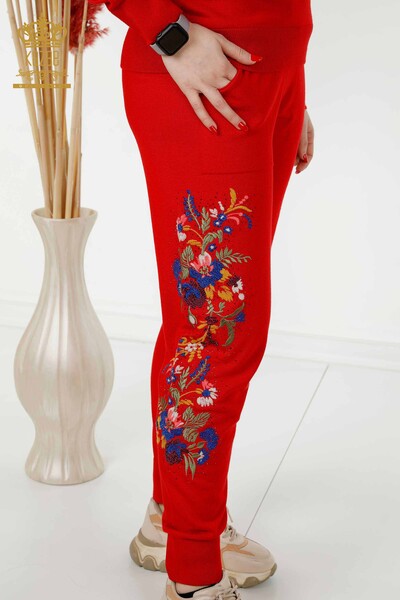 Wholesale Women's Tracksuit Set Colorful Patterned Red - 16560 | KAZEE - Thumbnail