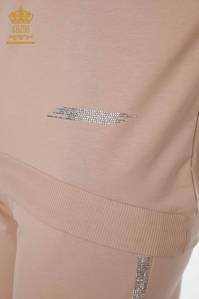 Wholesale Women's Tracksuit Set Crystal Stone Embroidered Mink - 17461 | KAZEE - 6