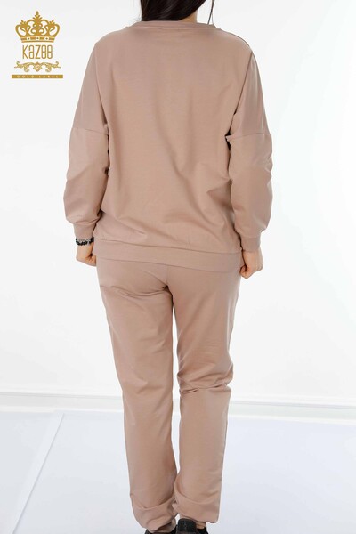 Wholesale Women's Tracksuit Set Crystal Stone Embroidered Mink - 17461 | KAZEE - 10