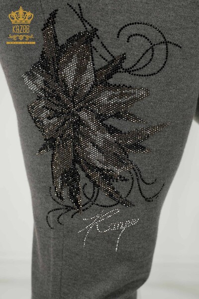 Wholesale Women's Tracksuit Set - Floral Pattern - Gray - 16661 | KAZEE - Thumbnail