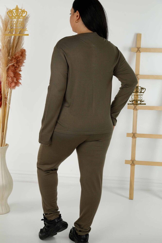 Wholesale Women's Tracksuit Set - Floral Pattern - Khaki - 16661 | KAZEE - 9
