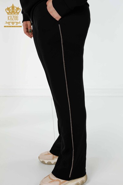 Wholesale Women's Tracksuit Set Hooded Black - 17443 | KAZEE - 5