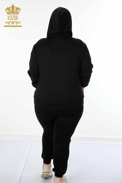Wholesale Women's Tracksuit Set Hooded Black - 17477 | KAZEE - Thumbnail