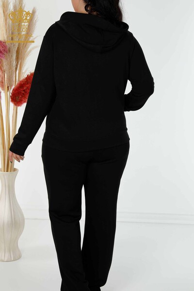 Wholesale Women's Tracksuit Set Hooded Black - 17490 | KAZEE - Thumbnail