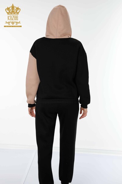 Wholesale Women's Tracksuit Set - Hooded - Black Mink - 17468 | KAZEE - Thumbnail